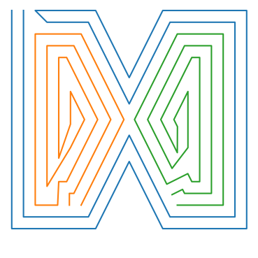 Shape filled with Fermat style spirals